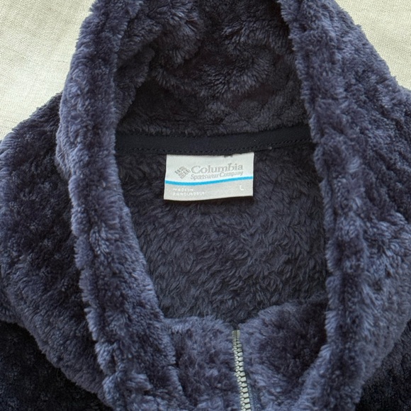 Columbia Woman’s Fire Side Half Zip Sherpa Fleece Pullover in Navy Blue - Picture 7 of 11